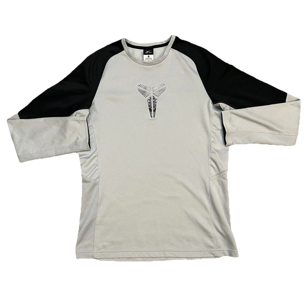 Nike Kobe Bryant Sheath Logo Dri-FIT Long Sleeve Shirt Mens Medium Grey Black